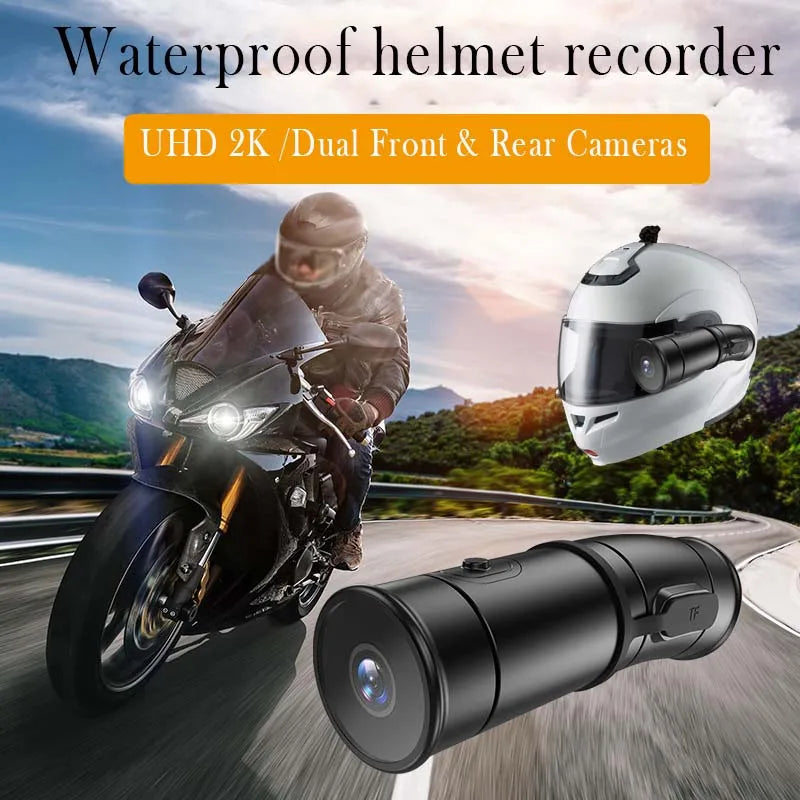 2K Helmet Camera WiFi Dual UHD 2K Wearable Bike Bicycle Action Cam Waterproof for Motorcycle DVR Dash Cam Vlog Video Recorder