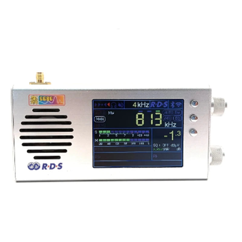 2Nd Generation TEF6686 FM/MW/Short Wave HF/LW Radio Receiver V1.18 Firmware 3.2Inch LCD + Metal Case + Speaker