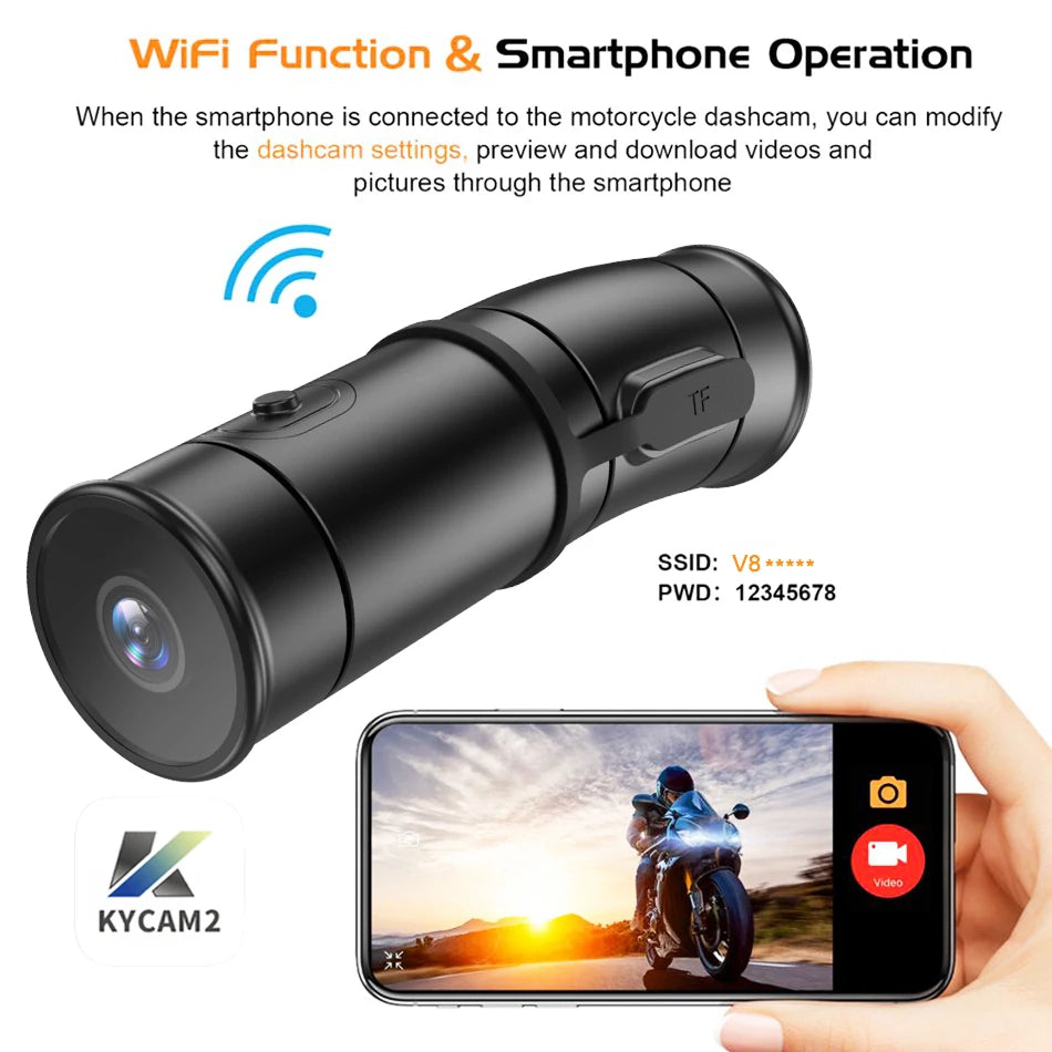 2k Motorcycle Camera Remote Control Vlog Video Recorder Dashcam 1440P Motor Bicycle Helmet Camera Wifi Bike DVR Night Vision Cam