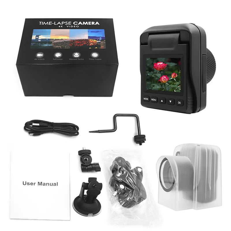 4K Time Lapse Camera IP66 Waterproof Construction Timer Outdoor Courtyard Plant Survey Night Vision Full-color Time-lapse Cam