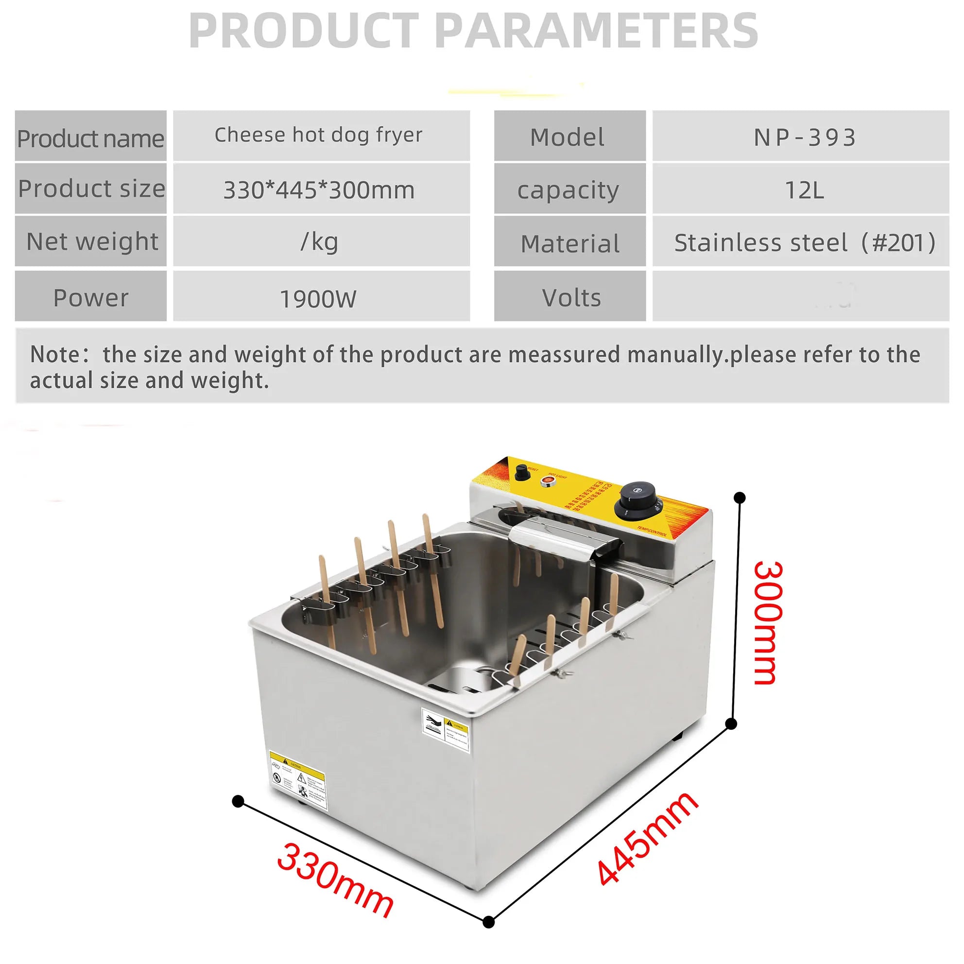 Commercial Automatic Cheese Hot dog Sticks Fryer 12L Large Capacity 110V Electric Deep Hot Corn Dog Fryer  with stainless steel