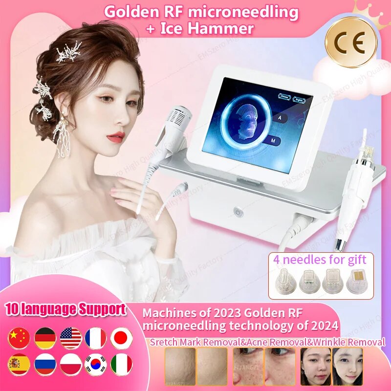 Radio Frequency Micro Machine with Cold Hammer RF Fractional Skin Tightening Acne Scars Stretch Marks Removal For Salon