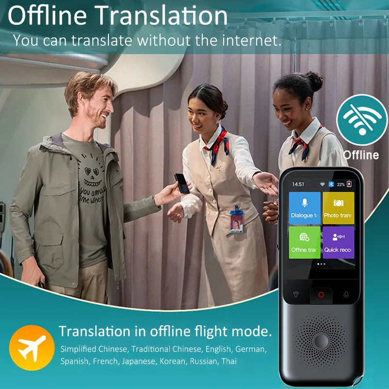 T11 Portable Smart Voice Translator 10 Countries Offline 138 Languages WIFI Photo Recording Translator Business Travel