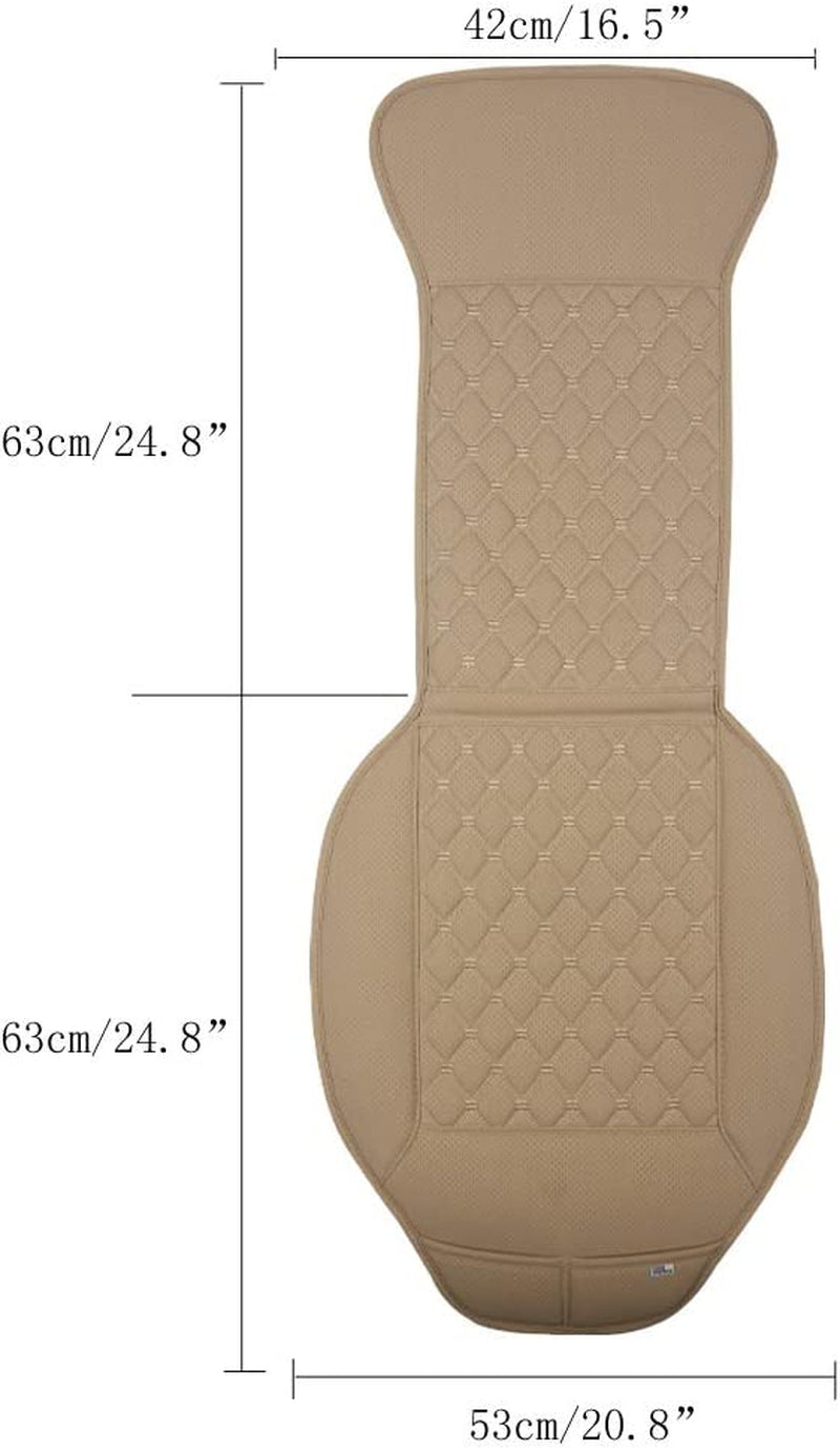 1 Pair Car Seat Covers, Luxury Car Protectors, Universal Anti-Slip Driver Seat Cover with Backrest,Diamond Pattern (Beige)