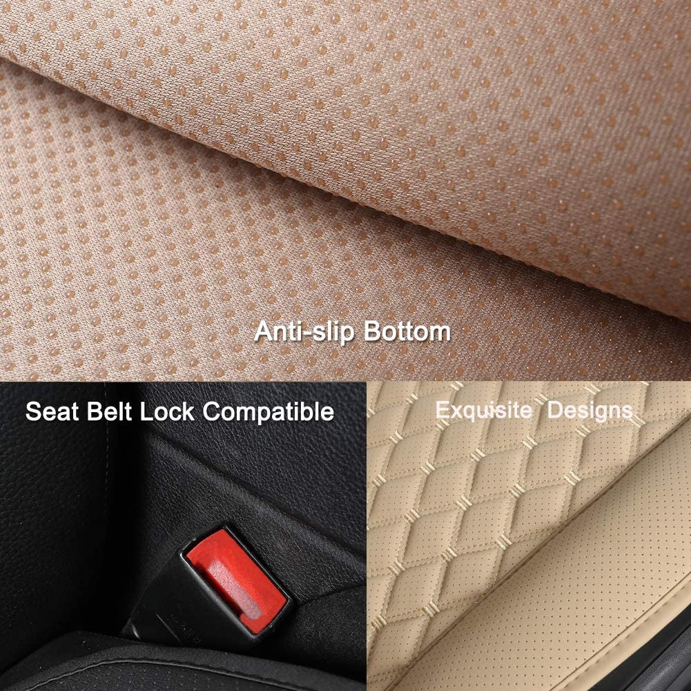 1 Pair Car Seat Covers, Luxury Car Protectors, Universal Anti-Slip Driver Seat Cover with Backrest,Diamond Pattern (Beige)