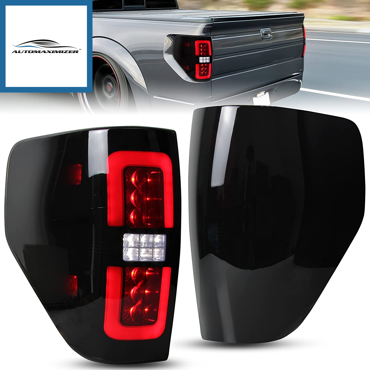 LED Tail Lights for Ford F150 09-14, New Upgrade Black Full LED Taillights Rear Brake Stop Lamps for Ford F-150 2009-2014 Accessories (2PCS, Passenger & Driver Side)