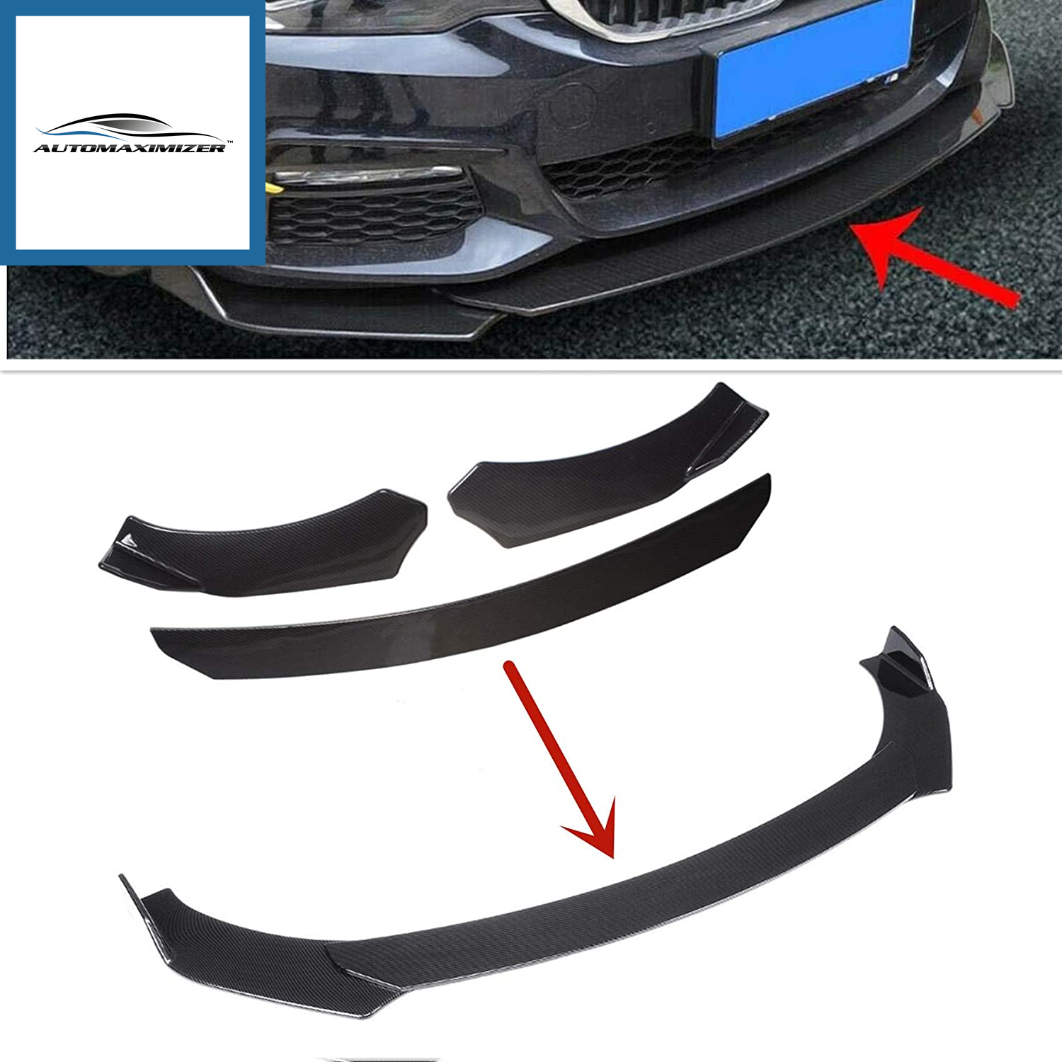 Universal Car Front Bumper Lip Chin Spoiler Splitter Body Kit Carbon Fiber Style