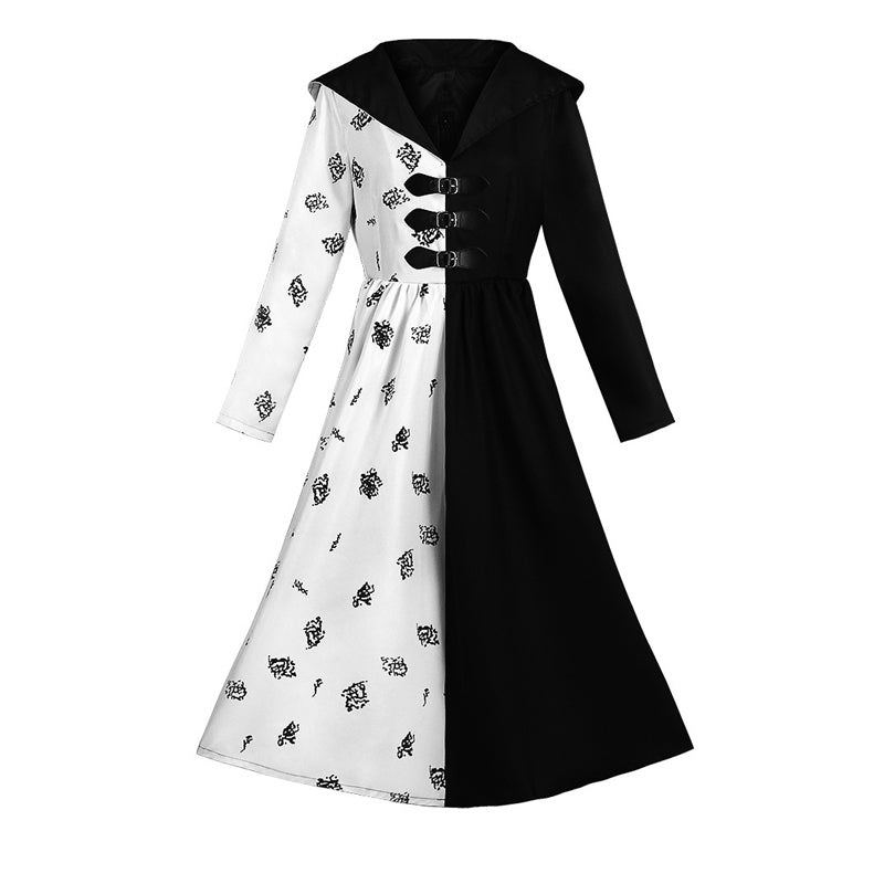 Cruella Costumes 2021 Easy Cosplay Cruella de Vil Halloween Women Costumes(Simply Version)