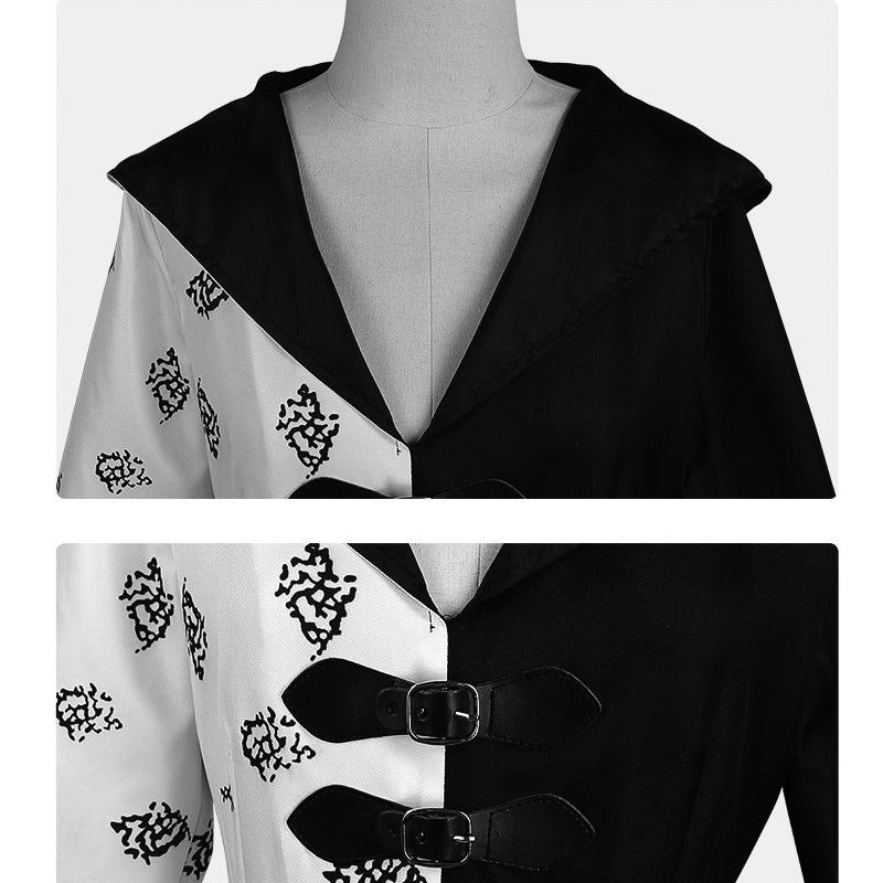 Cruella Costumes 2021 Easy Cosplay Cruella de Vil Halloween Women Costumes(Simply Version)