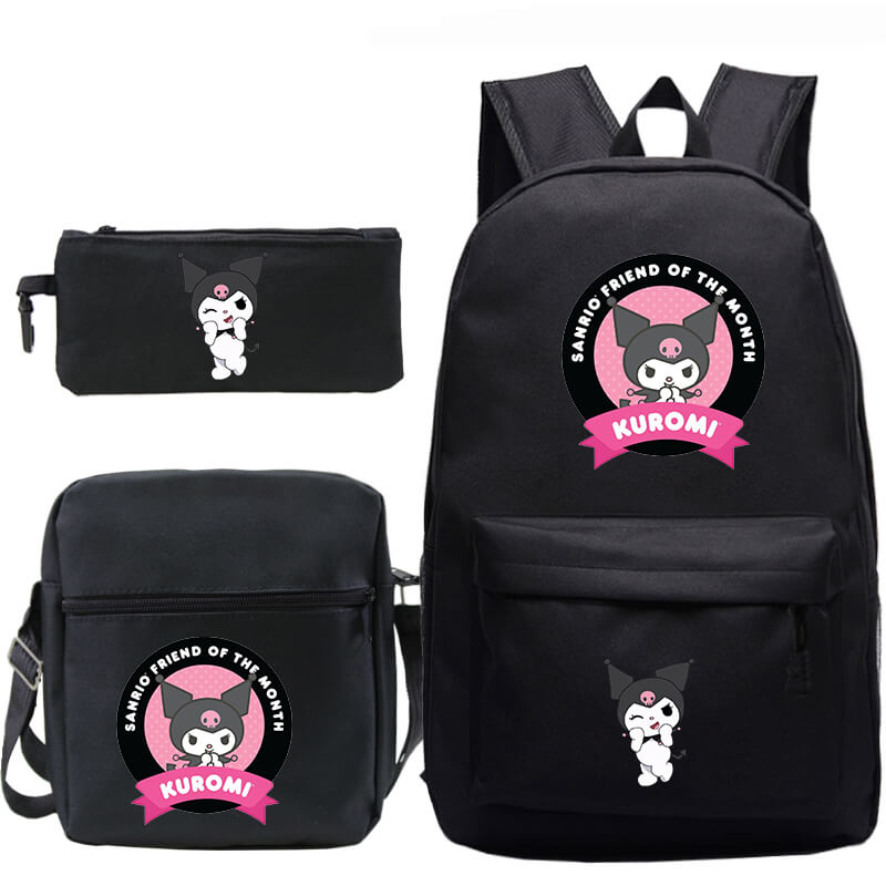 Kuromi Backpack 3 Pieces Print Pattern School Bag Lunchbox Pencil Bag Boys Girls