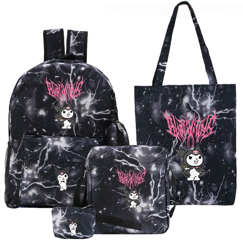 Kuromi Backpack 3 Pieces Print Pattern School Bag Lunchbox Pencil Bag Boys Girls