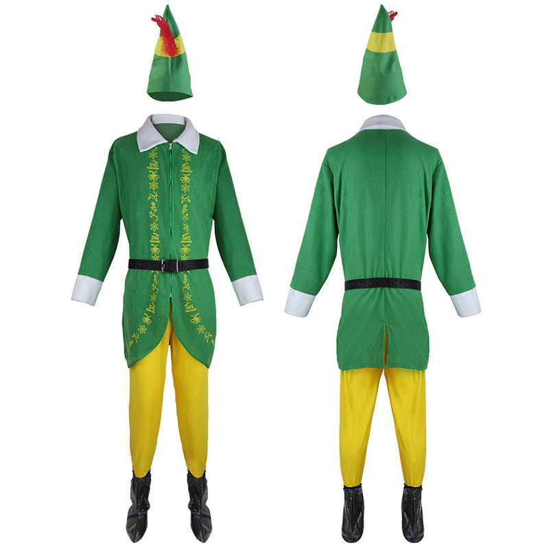 Men Christmas Costume Christmas Elf Green Outfit Holiday Patry Suit