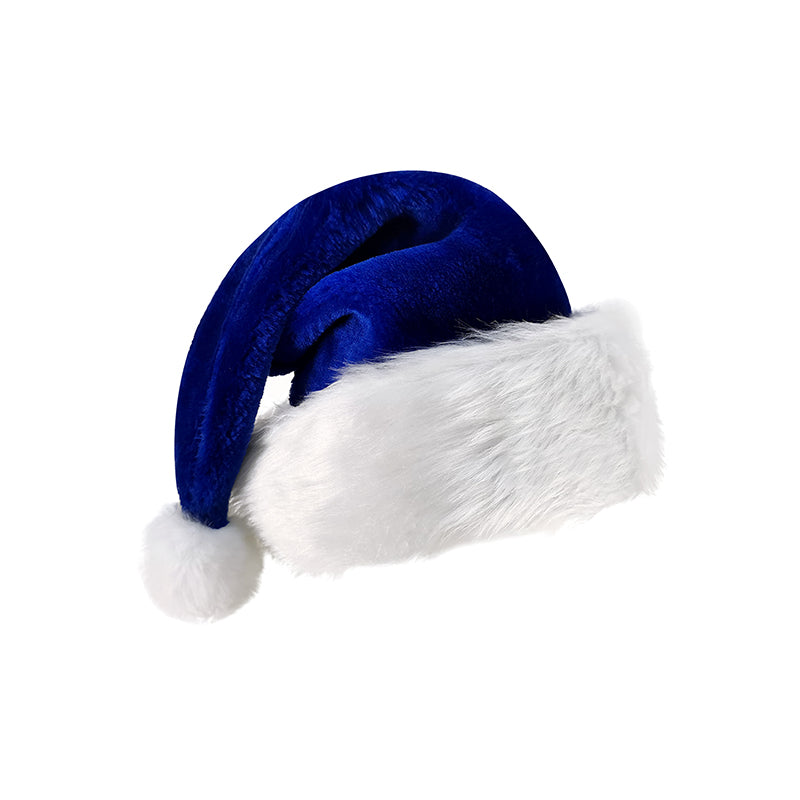 Christmas Hat Santa Hat Blue Velvet Classic Christmas New Year Party Hat(4 pieces)