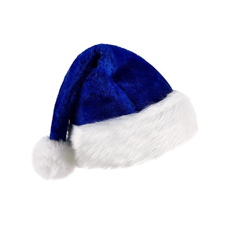 Christmas Hat Santa Hat Blue Velvet Classic Christmas New Year Party Hat(4 pieces)