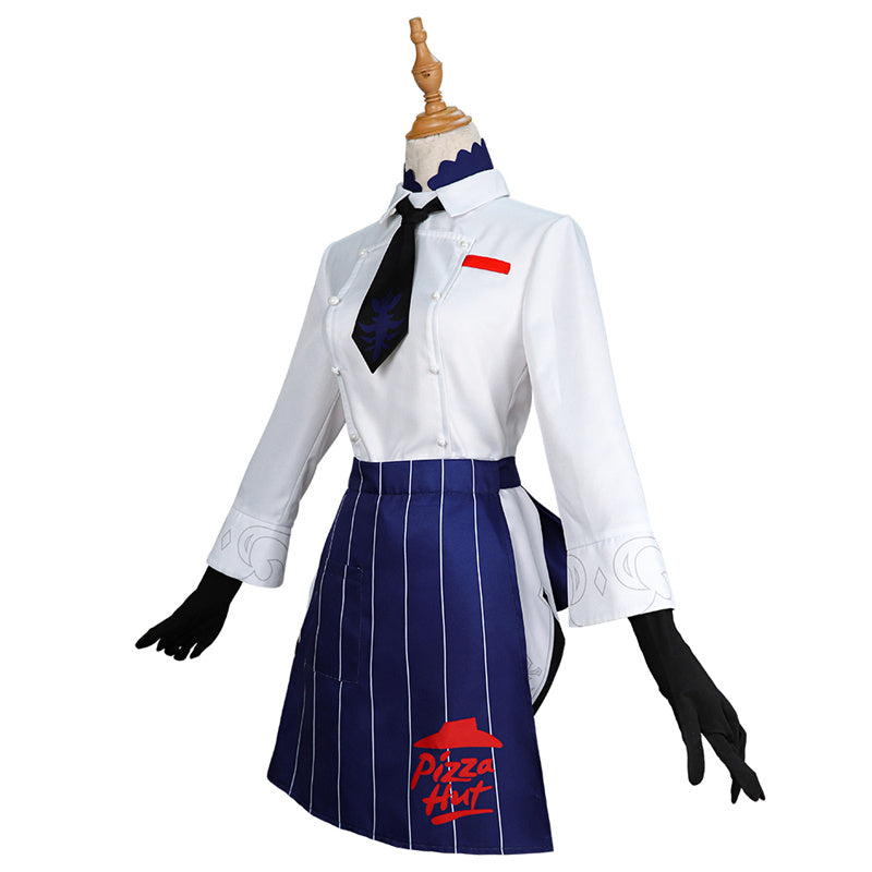 Genshin Impact Pizza Hut Eula Cosplay Costume Anime Girl Eula Waiter Dress Uniform Outfit