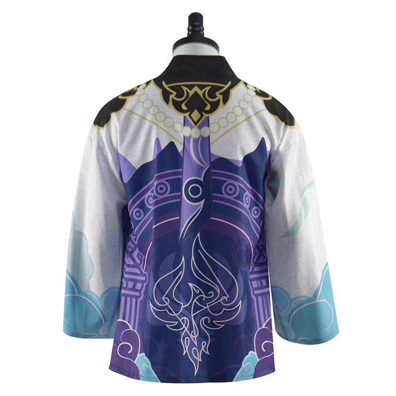 Genshin Impact Keqing Cosplay Summer Kimono Purple Cardigan Coat Shawl Cloak