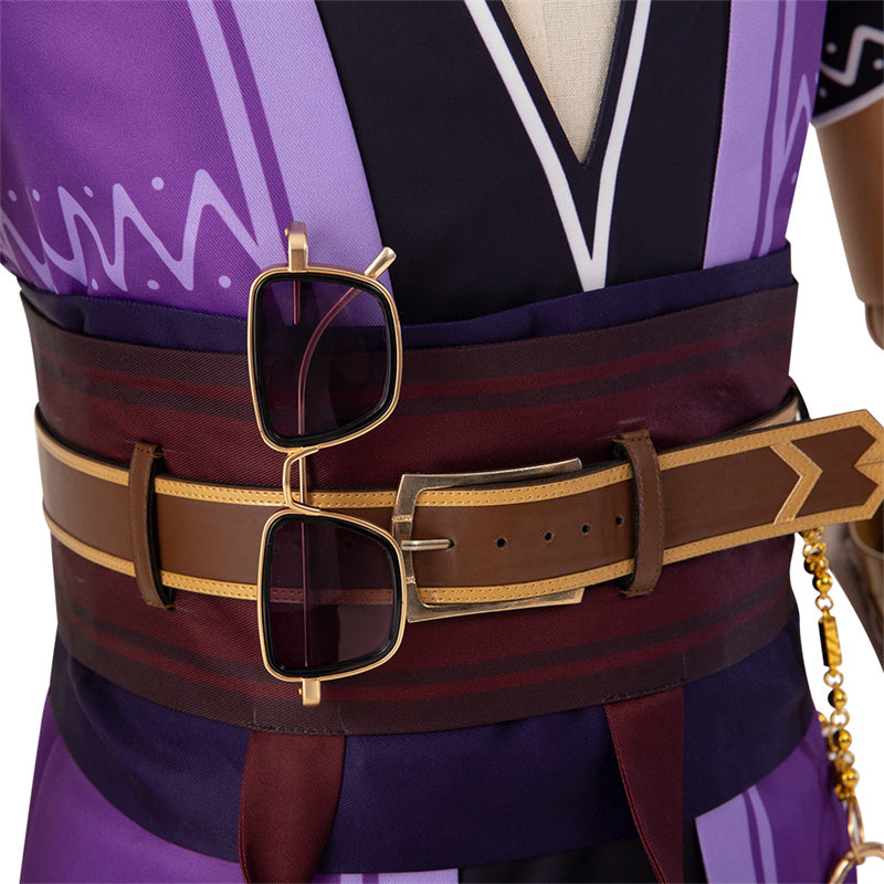 Genshin Impact Liben Cosplay Costume Gameplay NPC Genshin Purple Suit