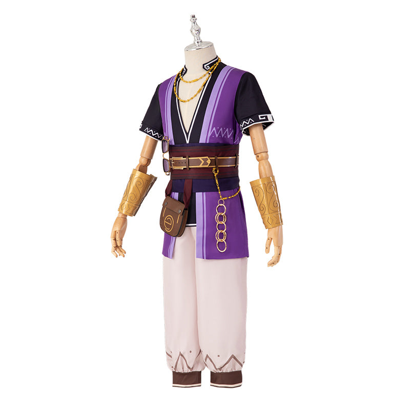 Genshin Impact Liben Cosplay Costume Gameplay NPC Genshin Purple Suit