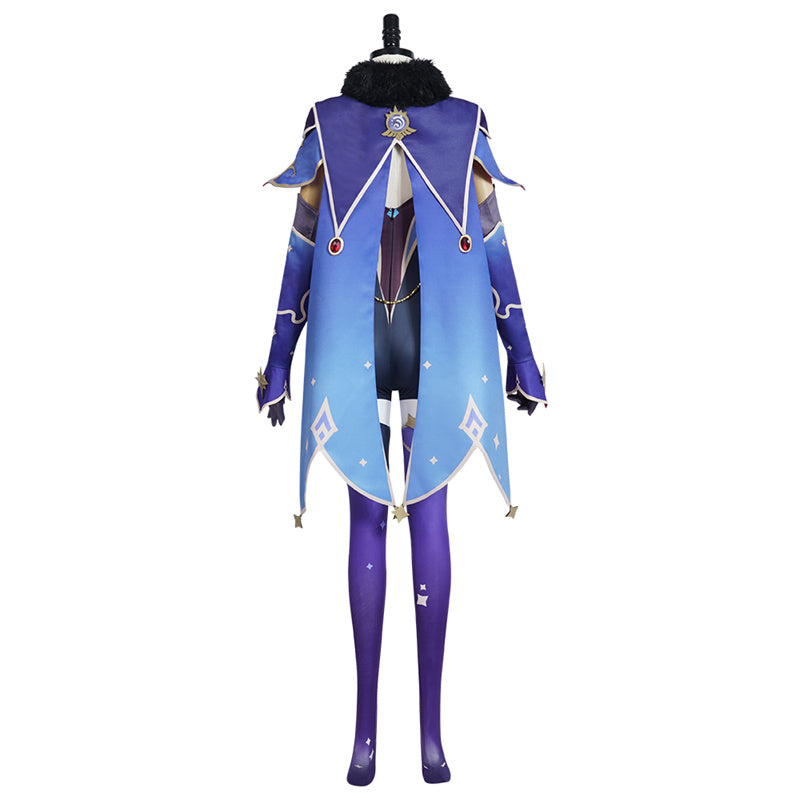 Genshin Impact Mona Megistus Cosplay Costume Anime Astrologist Purple Uniform Halloween Party Dress