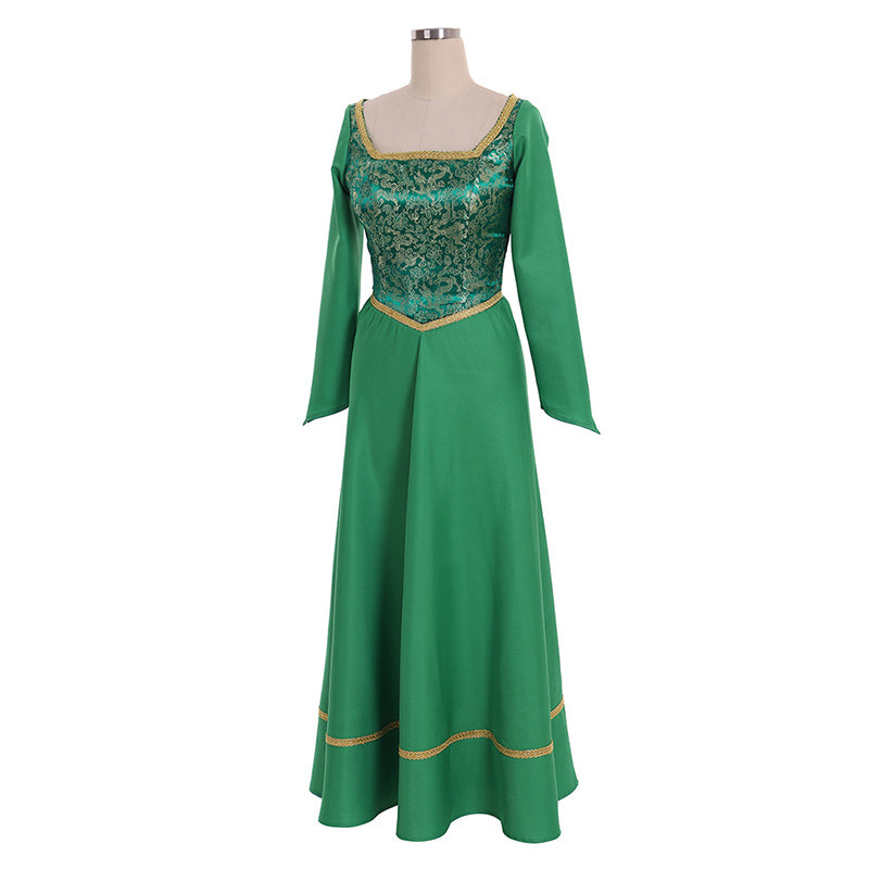 Cartoon the Shrek 3 Princess Fiona Cosplay Costume Halloween Green Dress