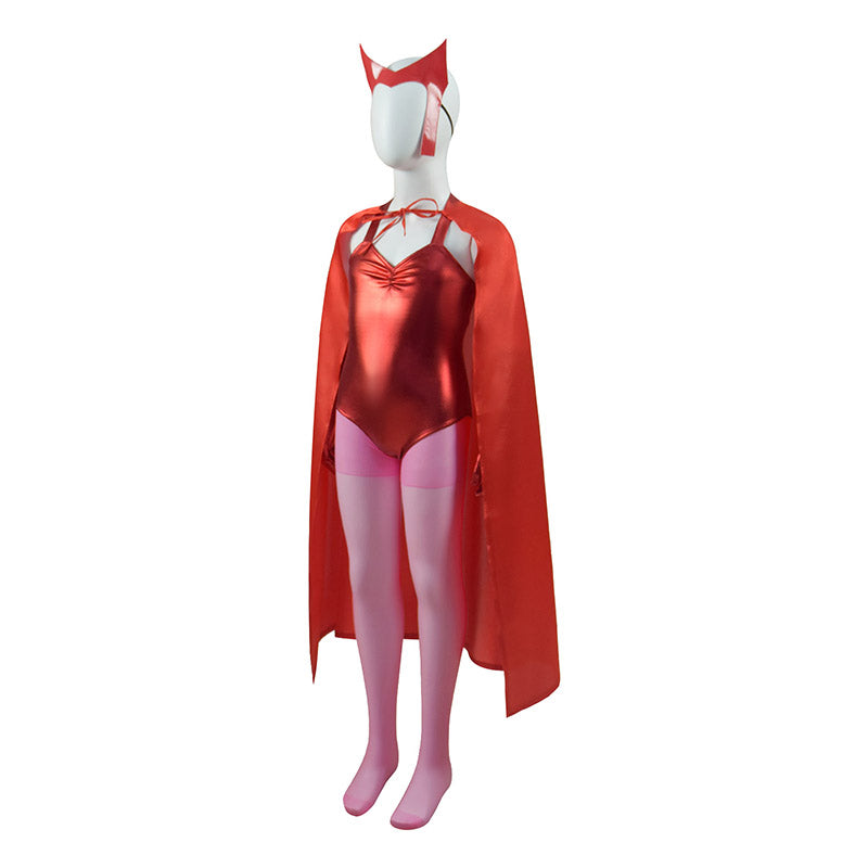 Scarlet Witch Costume Kids WandaVision Cosplay Red Wanda Maximoff Jumpsuit For Girl