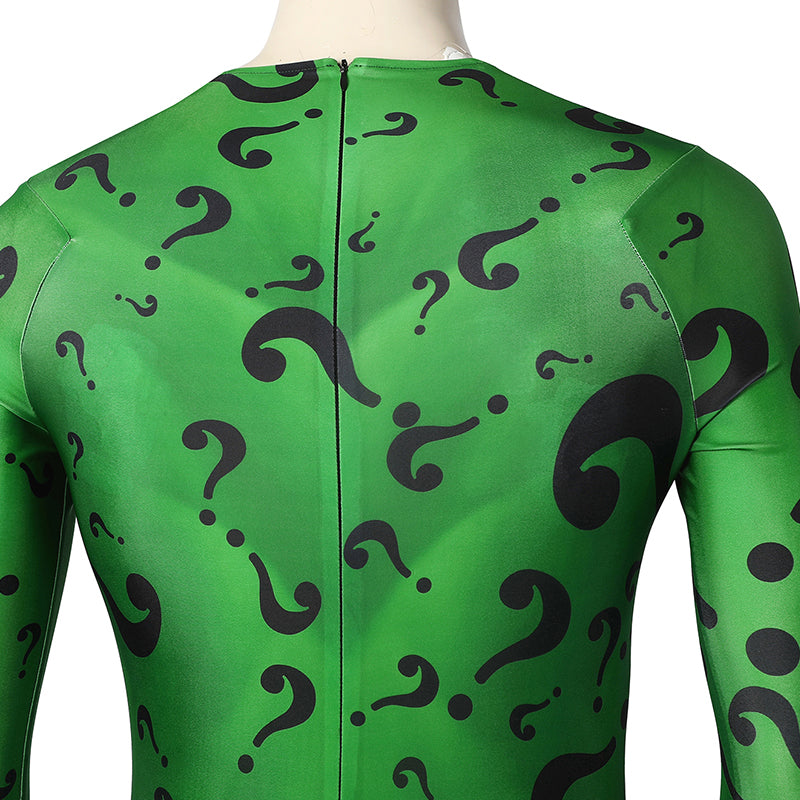 Batman Forever The Riddler Cosplay Costume Jim Carrey Riddler Costume Green Bodysuit