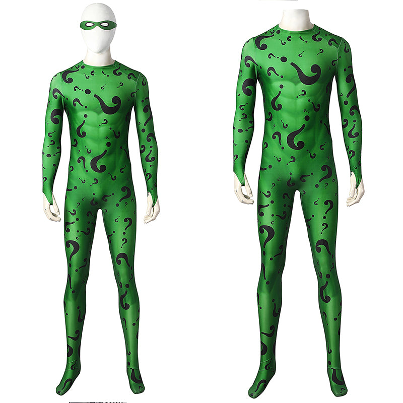 Batman Forever The Riddler Cosplay Costume Jim Carrey Riddler Costume Green Bodysuit