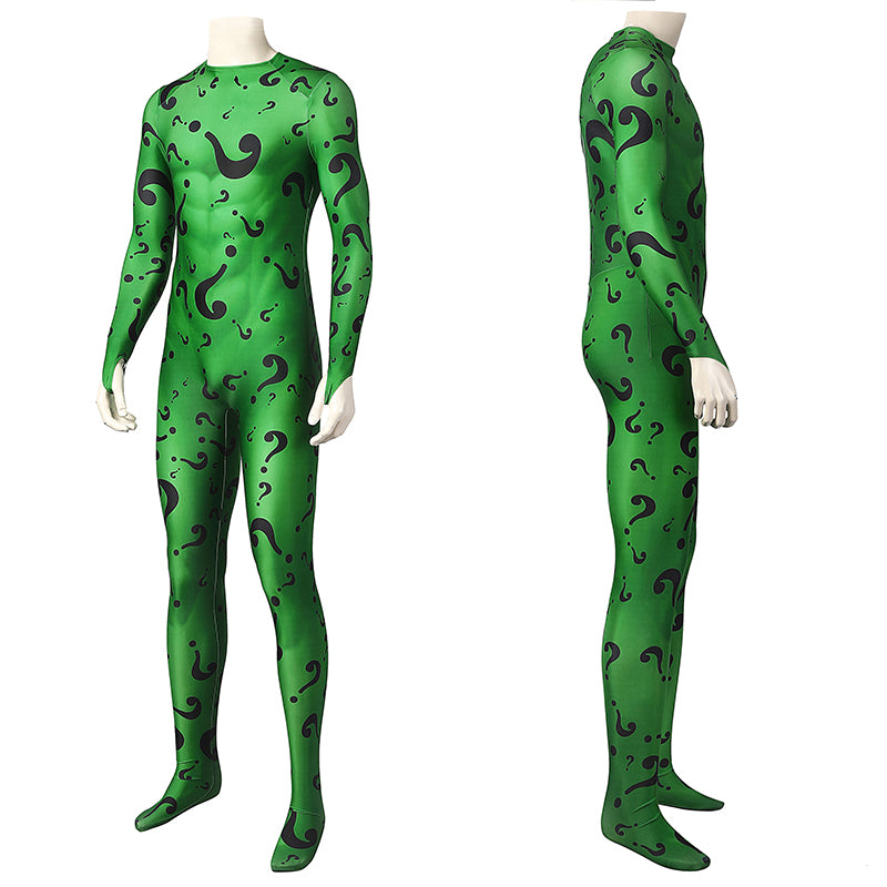 Batman Forever The Riddler Cosplay Costume Jim Carrey Riddler Costume Green Bodysuit