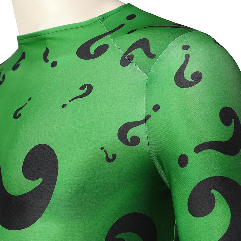 Batman Forever The Riddler Cosplay Costume Jim Carrey Riddler Costume Green Bodysuit