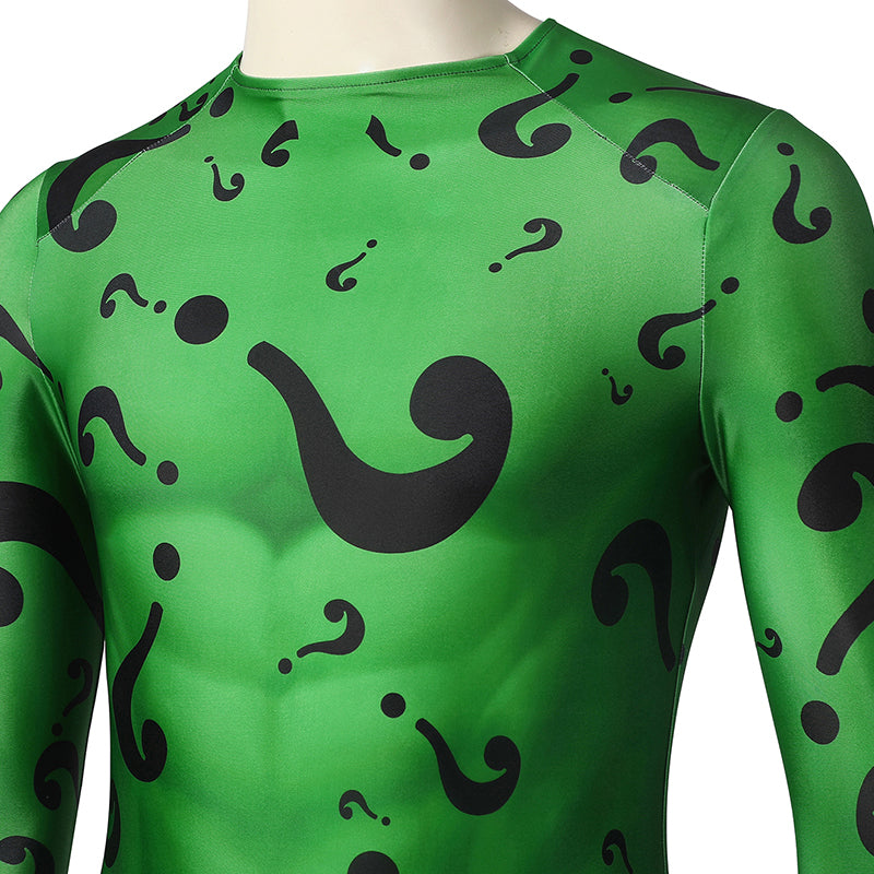 Batman Forever The Riddler Cosplay Costume Jim Carrey Riddler Costume Green Bodysuit