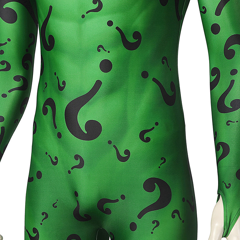 Batman Forever The Riddler Cosplay Costume Jim Carrey Riddler Costume Green Bodysuit