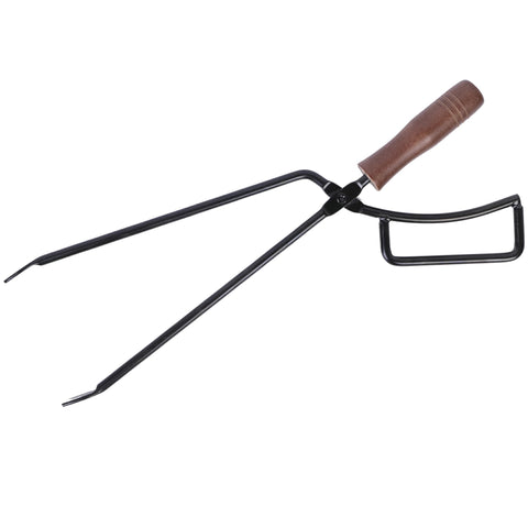 【YOLER公式】焚き火トング 炭トング 薪ハサミ 薪ばさみ 木製ハンドル ファイヤープレーストング バーベキュー 薪トング 炭バサミ スチール製 FPT01A カバー付き