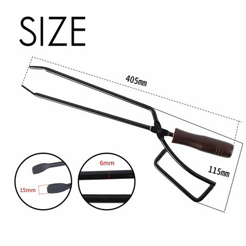 【2点以上のご購入で5%OFF!】【YOLER公式】焚き火トング 炭トング 薪ハサミ 薪ばさみ 木製ハンドル ファイヤープレーストング バーベキュー 薪トング 炭バサミ スチール製 FPT01A カバー付き