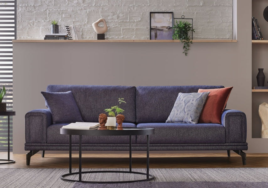 Evora Blue Gray 3-Seater Sofa Bed