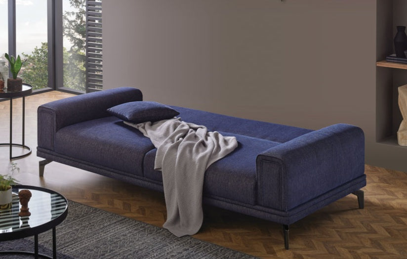 Evora Blue Gray 3-Seater Sofa Bed