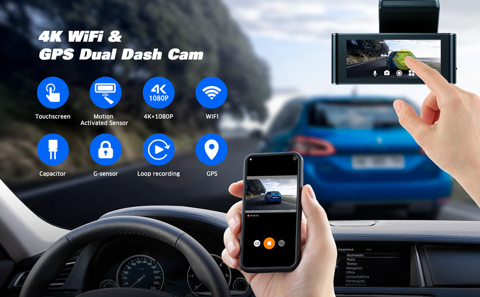 Campark C350 4K+1080P WIFI Front And Rear USB Charging Dash Cam With 3 –  Campark - Focus on Cameras