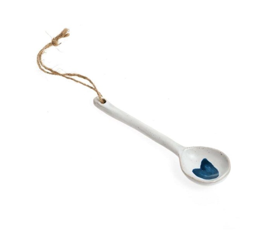 White Ceramic Heart Spoon