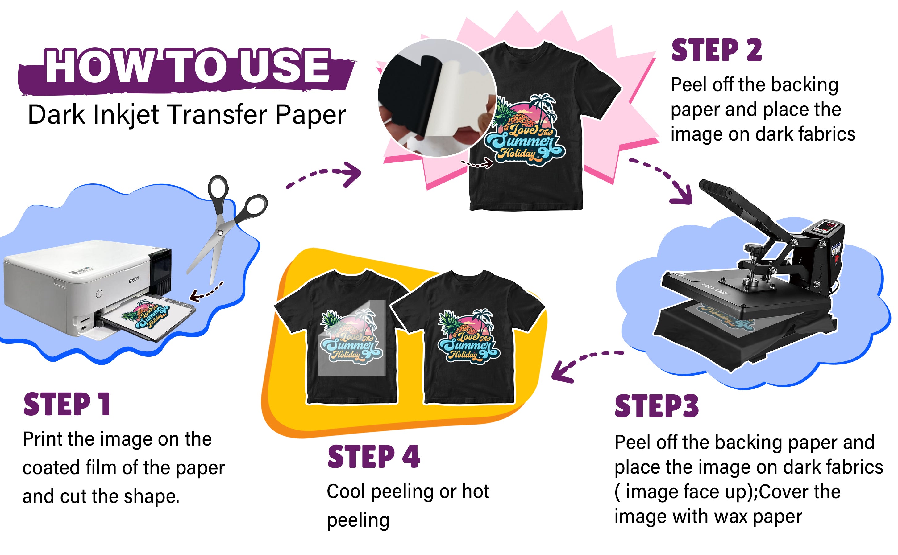 Inkjet Dark Heat Transfer Paper For T-shirts - Wholesale Price