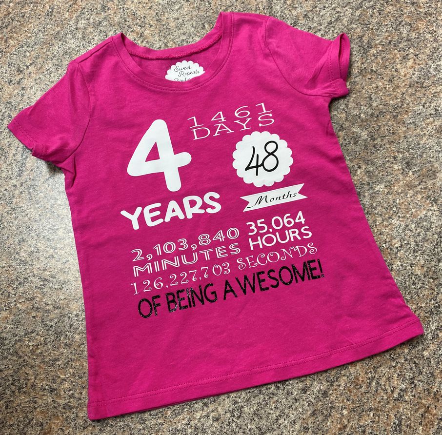 Birthday Tshirt ~ custom made ~ Ages & size of tshirt NEW