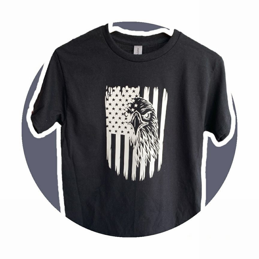 Child Black or White Patriotic Eagle Flag T ~ choose size!