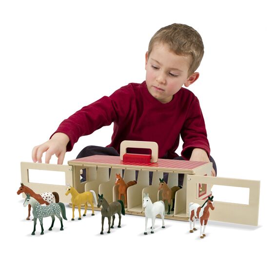 Melissa & Doug Take-Along Show-Horse Stable Play Set New