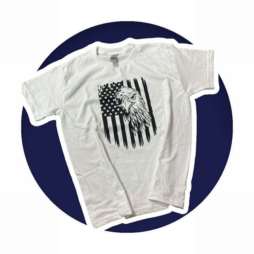 Child Black or White Patriotic Eagle Flag T ~ choose size!