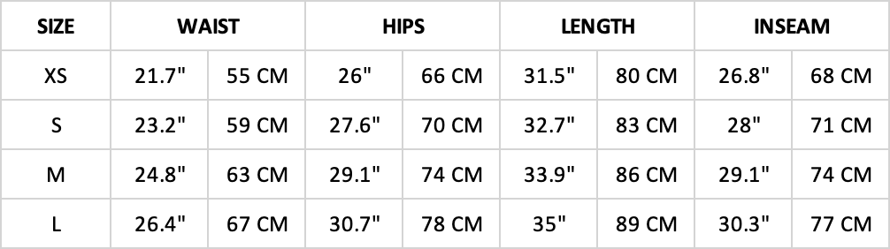 Hummingbird Performance Seamless Gym Yoga Leggings Size Chart