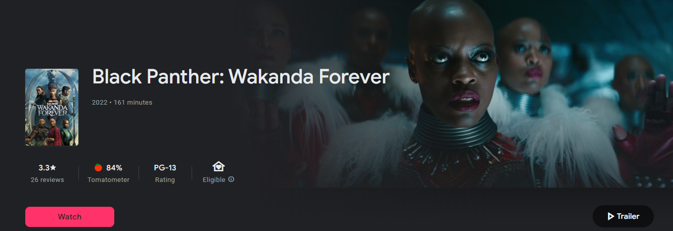 Black Panther 2: Wakanda Forever Google TV HD Digital Code (Redeems in Google TV; HD Movies Anywhere & HDX Vudu & HD iTunes Transfer Across Movies Anywhere)