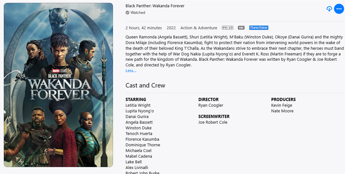 Black Panther 2: Wakanda Forever Google TV HD Digital Code (Redeems in Google TV; HD Movies Anywhere & HDX Vudu & HD iTunes Transfer Across Movies Anywhere)