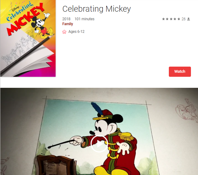 Celebrating Mickey Google TV HD Digital Code (Redeems in Google TV; HD Movies Anywhere & HDX Vudu & HD iTunes Transfer Across Movies Anywhere)