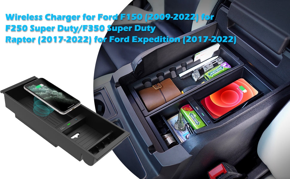 CarQiWireless Ford Wireless Charger Center Console Organizer Box