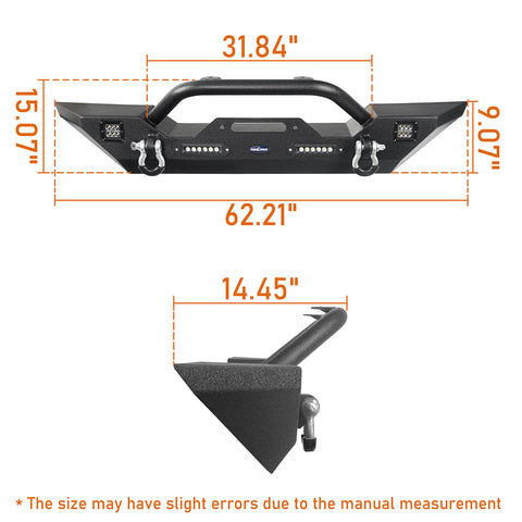 Jeep Wrangler JL Mid Width Different Trail Front Bumper DIMENSION