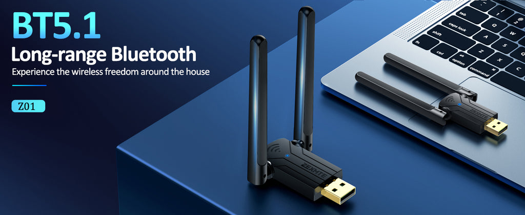 ZEXMTE Adaptateur Bluetooth USB longue portée pour PC USB Bluetooth Dongle  Adaptateur Bluetooth sans fil pour écouteurs haut-parleurs, 100 m, émetteur