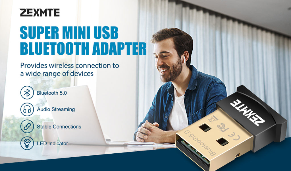 ZEXMTE Bluetooth Adapter CSR 4.0 USB Dongle Receptor Adaptador inalámbrico  de Transferencia para PC portátil Windows 10/8/7 / Vista/XP, Ratón y  Teclado, Auriculares : .es: Informática